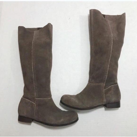 Nine West Vintage America Taupe Suede Leather Knee High Boots Low Heel 5M - Picture 1 of 5